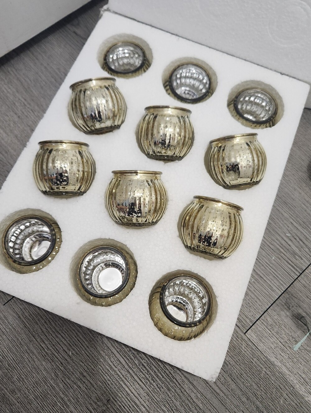 Gold Glass Votive Candle Holders - Set of 12